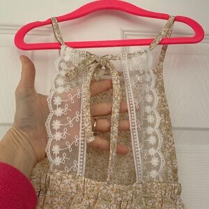 Charming Beige Floral Kids Bubble Romper